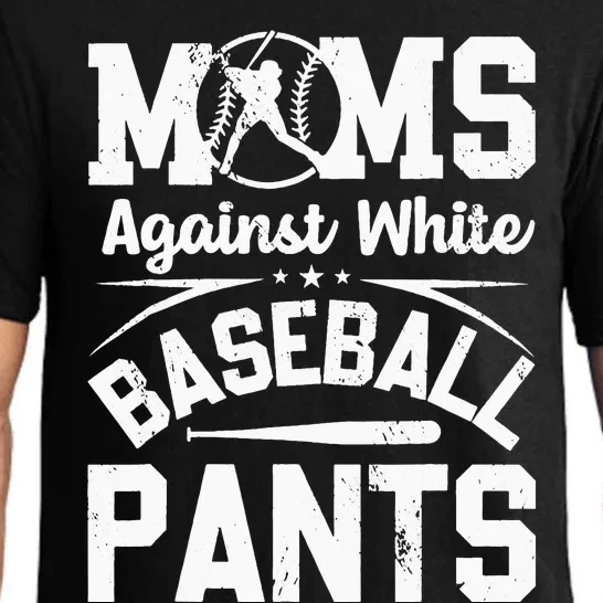 Moms Against White Baseball Pants Funny Baseball Pajama Set