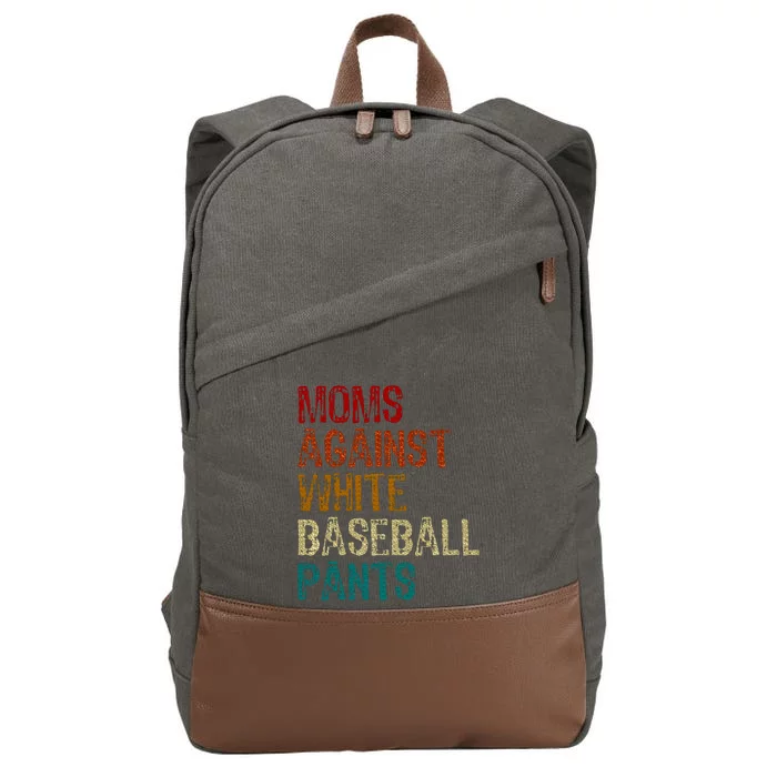 Moms Against White Baseball Pants Cotton Canvas Backpack