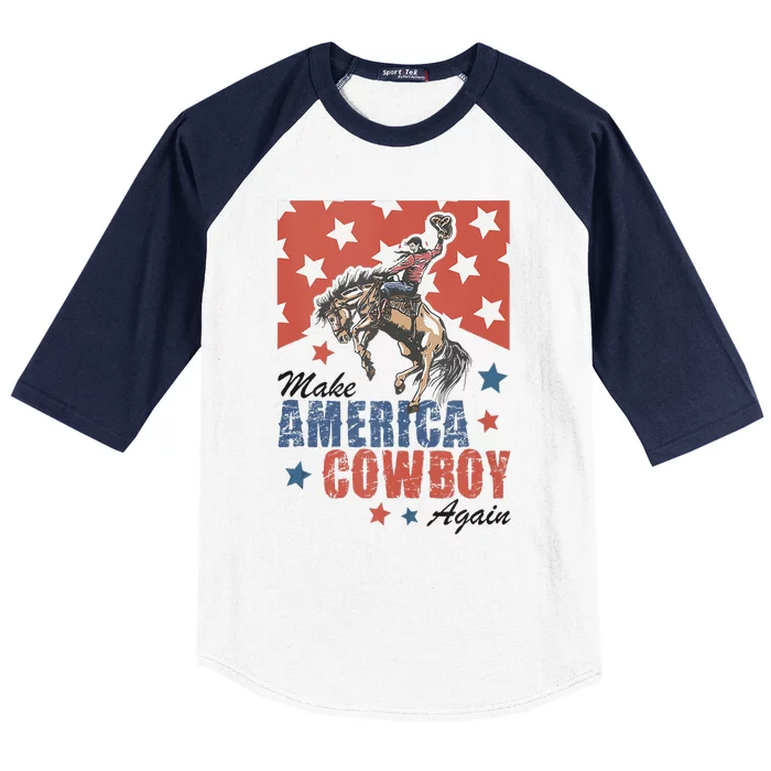 Make America Western Cowboy Again Retro 4th Of July Baseball Sleeve Shirt