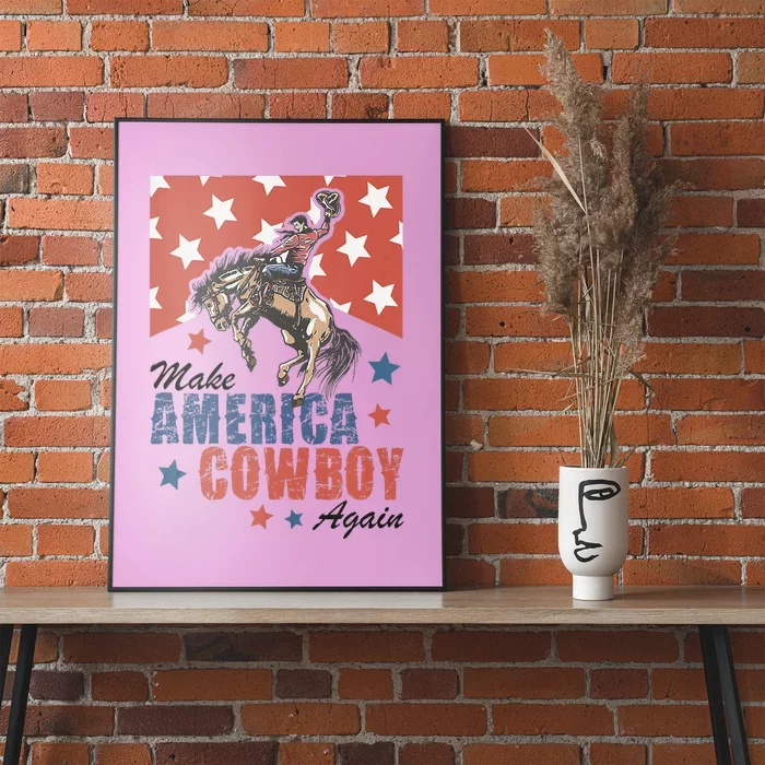 Make America Western Cowboy Again Retro 4th Of July Poster