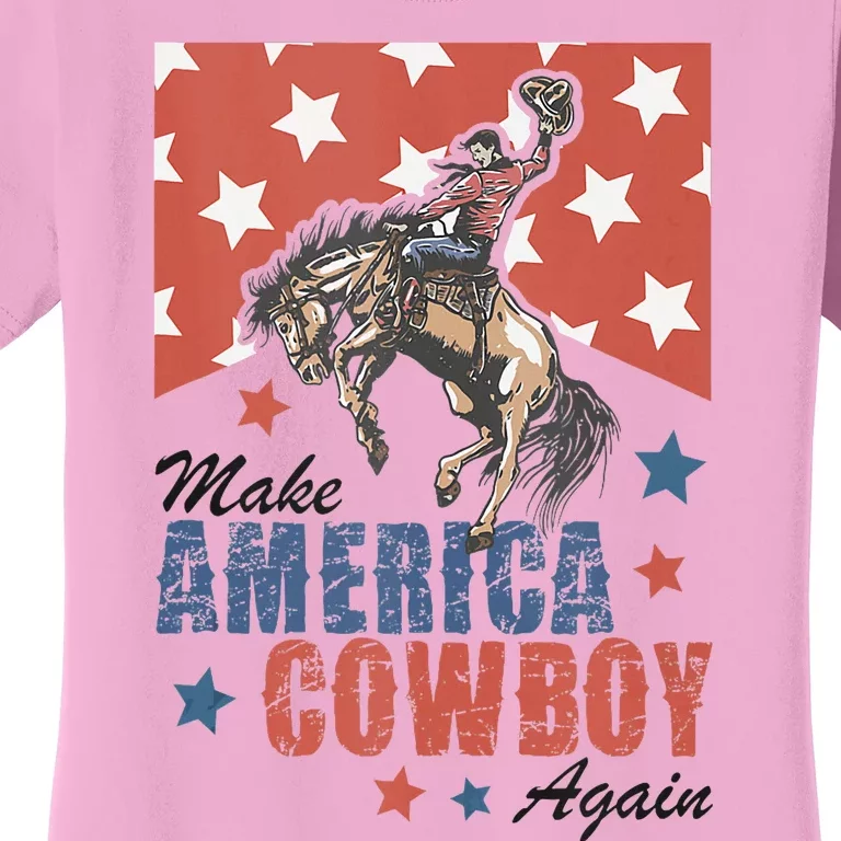 Make America Western Cowboy Again Retro 4th Of July Women's T-Shirt