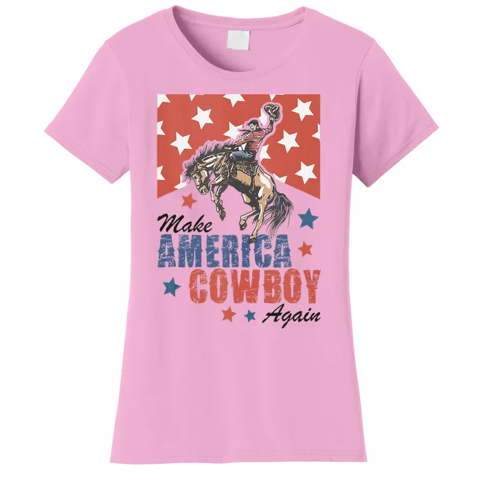 Make America Western Cowboy Again Retro 4th Of July Women's T-Shirt