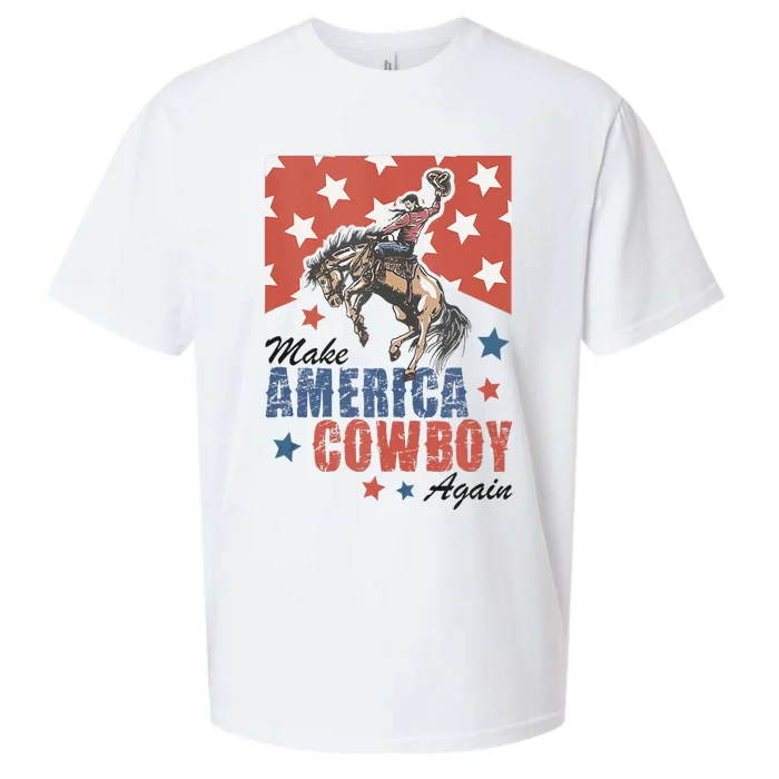 Make America Western Cowboy Again Retro 4th Of July Sueded Cloud Jersey T-Shirt