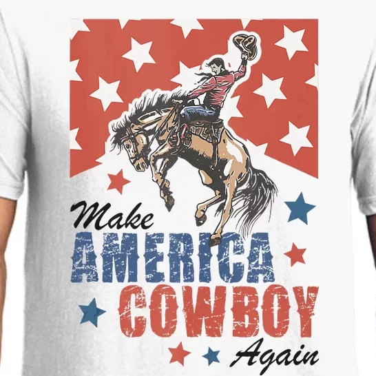 Make America Western Cowboy Again Retro 4th Of July Pajama Set