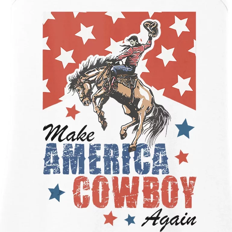 Make America Western Cowboy Again Retro 4th Of July Ladies Essential Tank