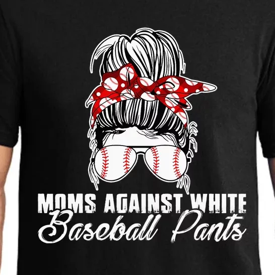 Moms Against White Baseball Pants Pajama Set