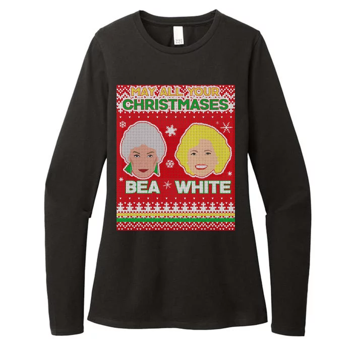 May All Your Christmases Bea White Ugly Christmas Womens CVC Long Sleeve Shirt