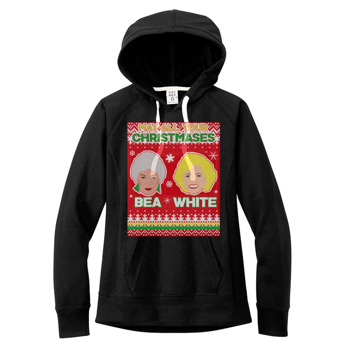 May All Your Christmases Bea White Ugly Christmas Women's Fleece Hoodie