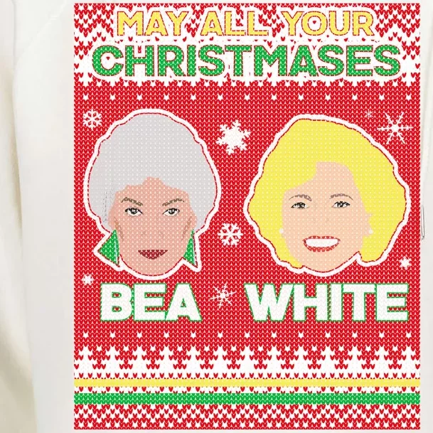 May All Your Christmases Bea White Ugly Christmas Womens Funnel Neck Pullover Hood