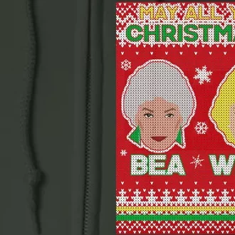 May All Your Christmases Bea White Ugly Christmas Full Zip Hoodie