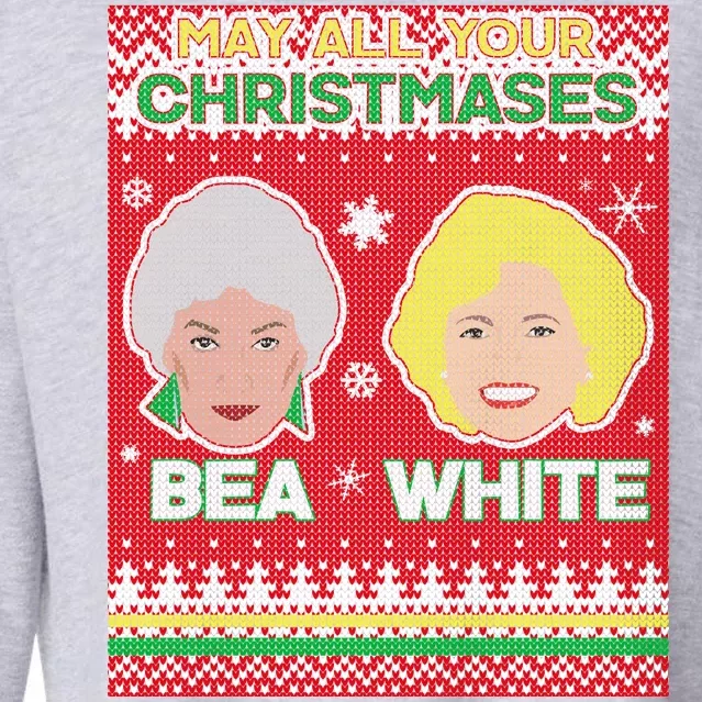 May All Your Christmases Bea White Ugly Christmas Cropped Pullover Crew