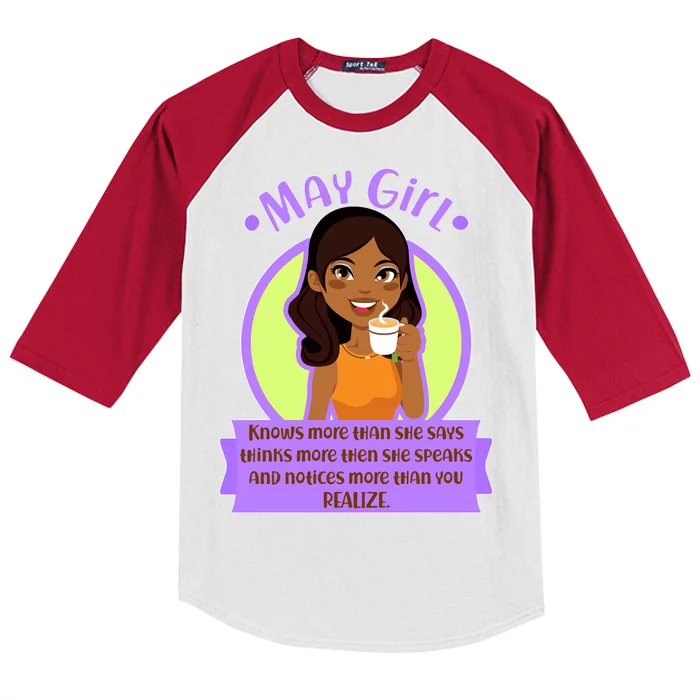 May Birthday Girl Knows More Than You Realize Kids Colorblock Raglan Jersey