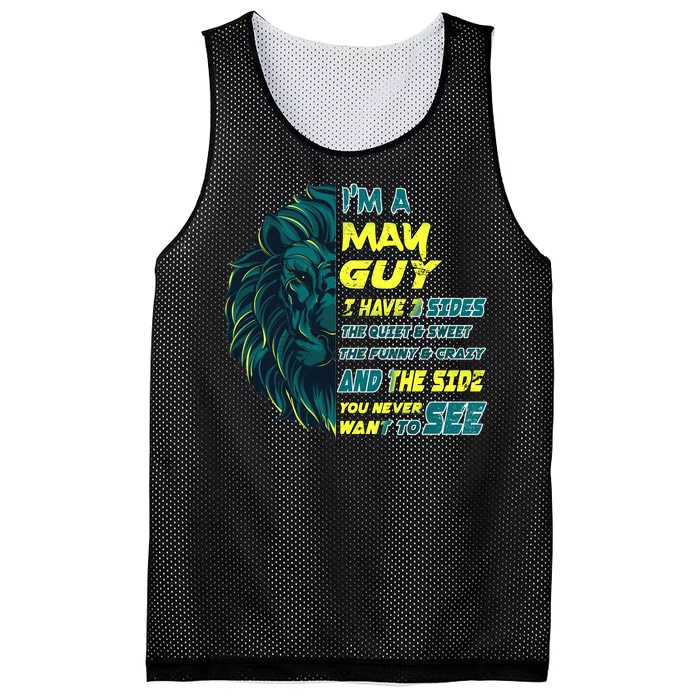 May Birthday Guy Has 3 Sides Sweet Funny Crazy Mesh Reversible Basketball Jersey Tank