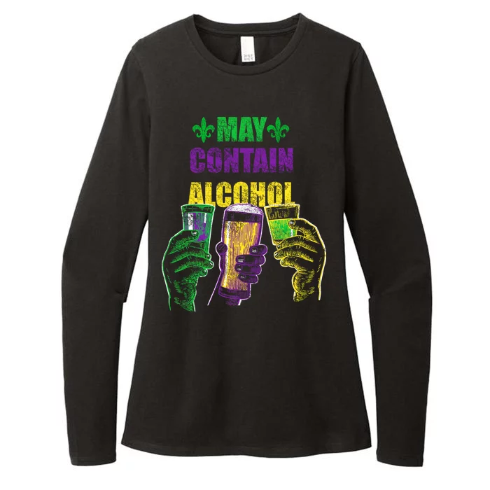 May Contain Alcohol Mardi Gras Womens CVC Long Sleeve Shirt