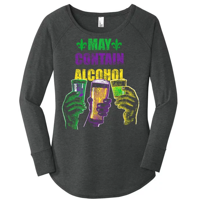 May Contain Alcohol Mardi Gras Women's Perfect Tri Tunic Long Sleeve Shirt