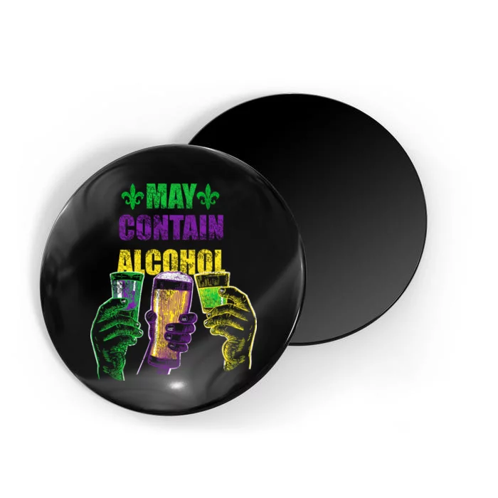 May Contain Alcohol Mardi Gras Magnet