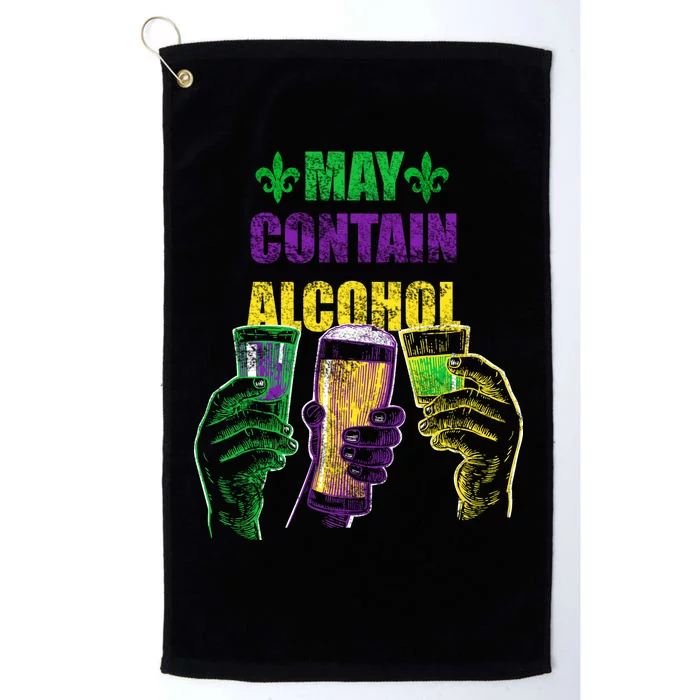 May Contain Alcohol Mardi Gras Platinum Collection Golf Towel