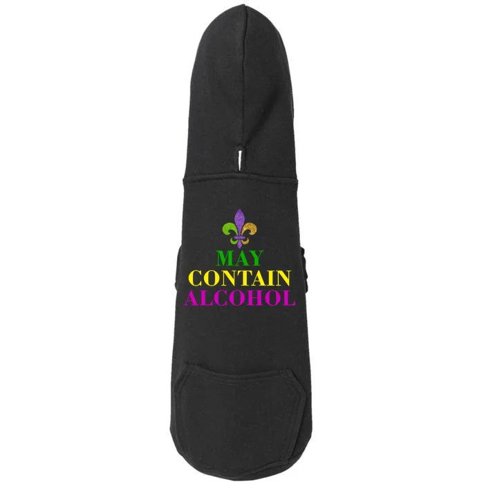 May Contain Alcohol Mardi Gras Spaid Doggie 3-End Fleece Hoodie