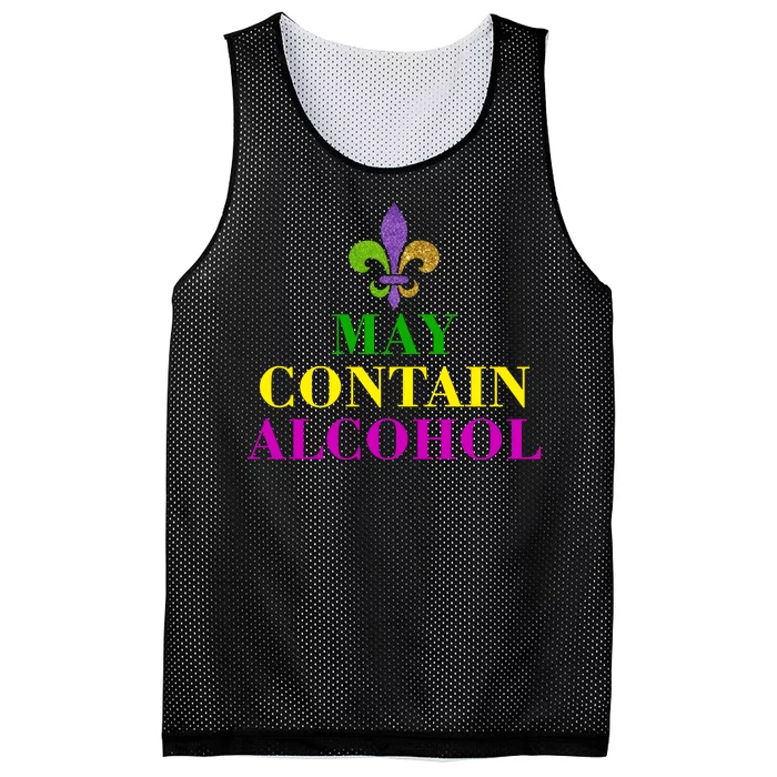 May Contain Alcohol Mardi Gras Spaid Mesh Reversible Basketball Jersey Tank