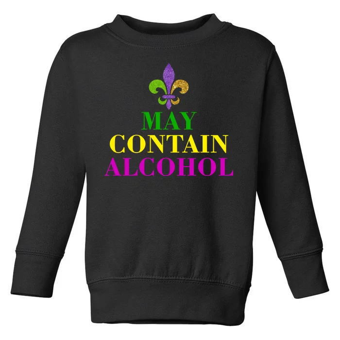 May Contain Alcohol Mardi Gras Spaid Toddler Sweatshirt