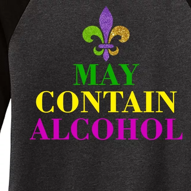 May Contain Alcohol Mardi Gras Spaid Women's Tri-Blend 3/4-Sleeve Raglan Shirt