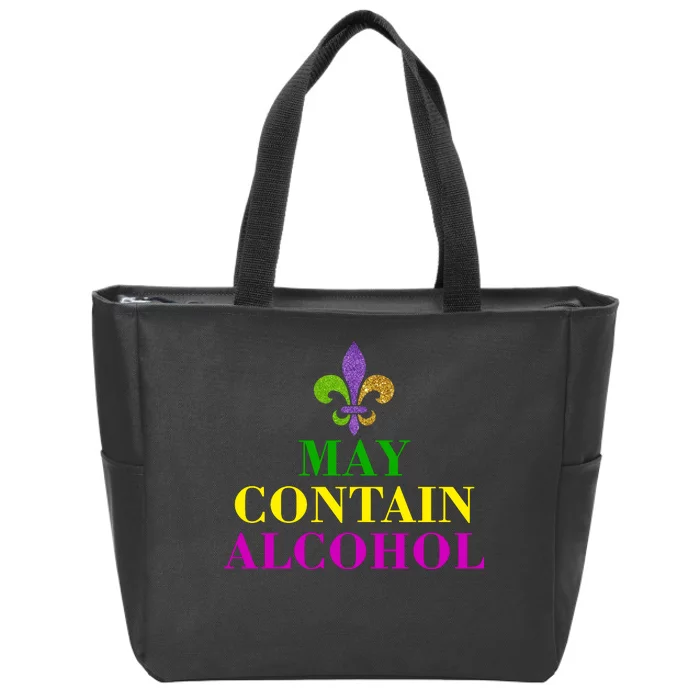 May Contain Alcohol Mardi Gras Spaid Zip Tote Bag