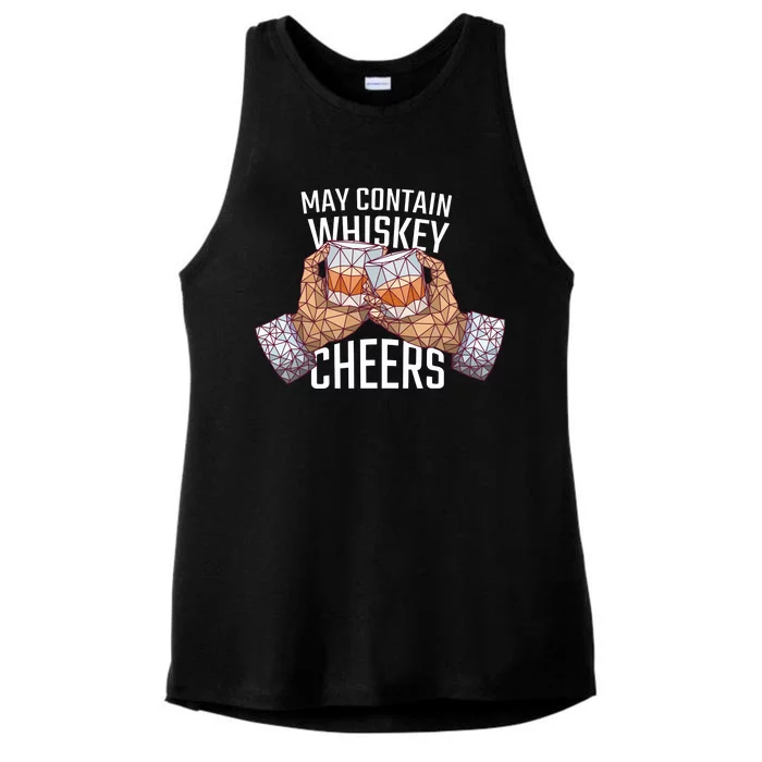 May Contain Whiskey Cheers Ladies Tri-Blend Wicking Tank