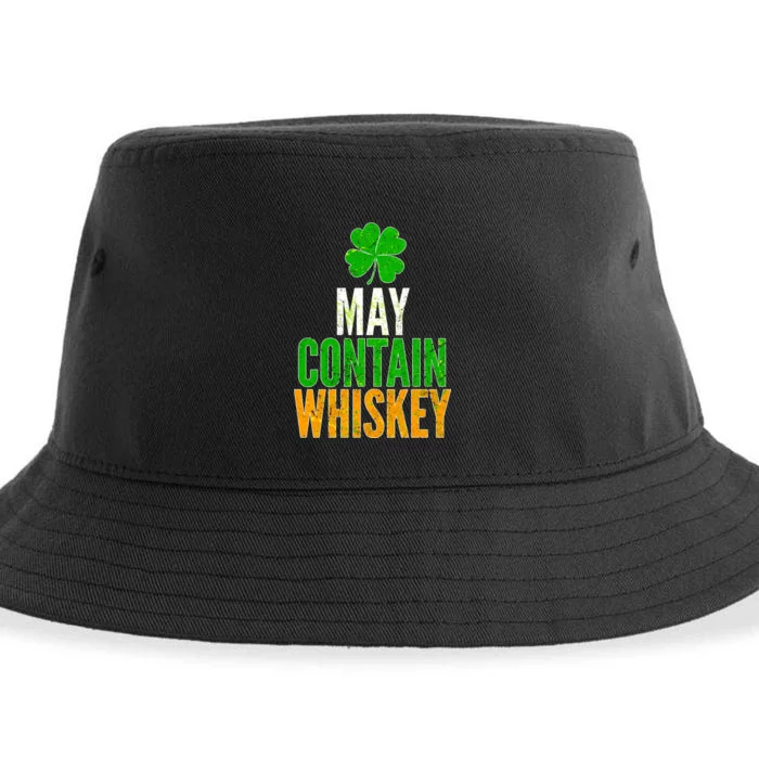 May Contain Whiskey Funny St Patricks Day Sustainable Bucket Hat