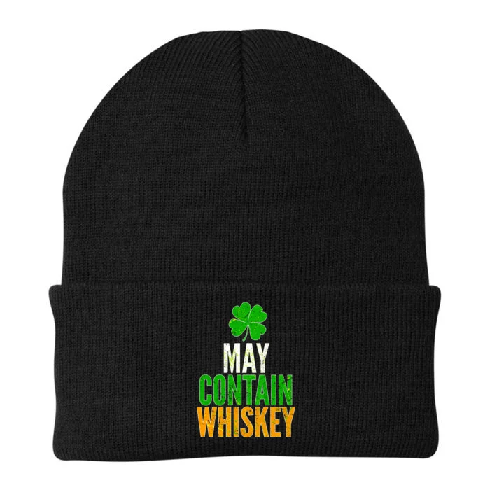 May Contain Whiskey Funny St Patricks Day Knit Cap Winter Beanie