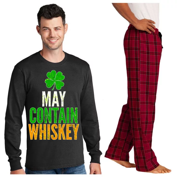 May Contain Whiskey Funny St Patricks Day Long Sleeve Pajama Set