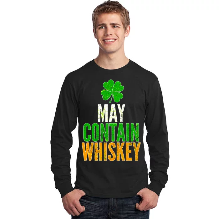 May Contain Whiskey Funny St Patricks Day Tall Long Sleeve T-Shirt