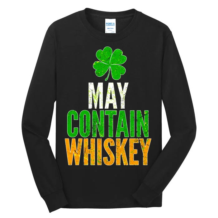 May Contain Whiskey Funny St Patricks Day Tall Long Sleeve T-Shirt