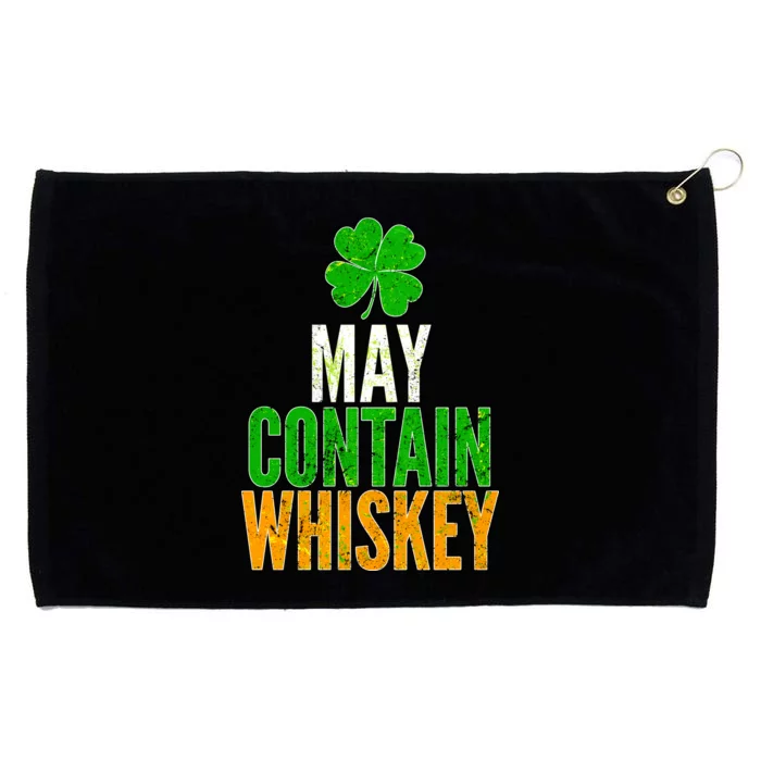 May Contain Whiskey Funny St Patricks Day Grommeted Golf Towel