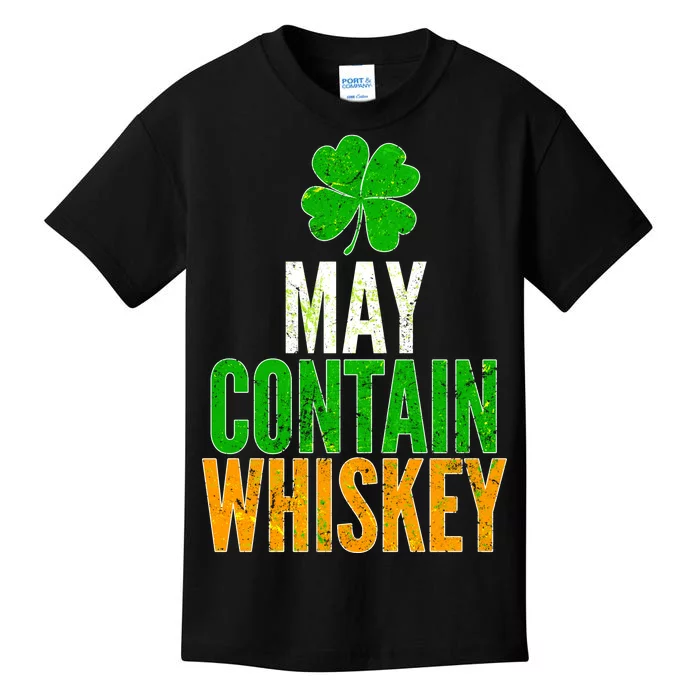 May Contain Whiskey Funny St Patricks Day Kids T-Shirt