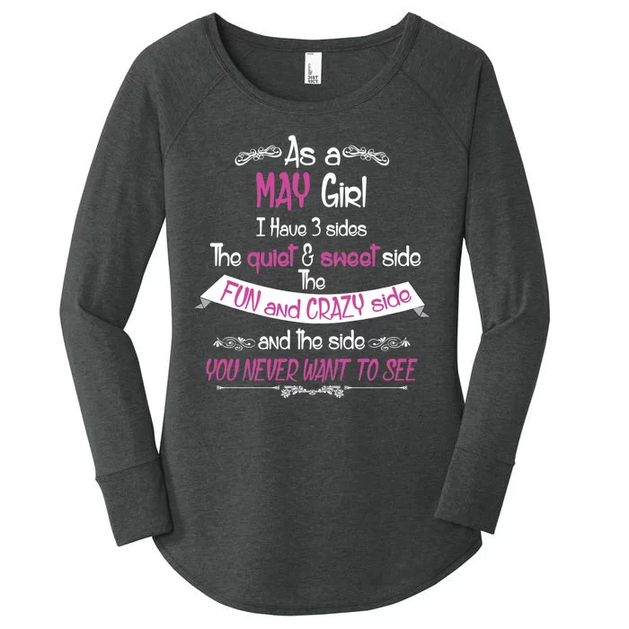 May Girl Sweet But Crazy Funny Birthday Women's Perfect Tri Tunic Long Sleeve Shirt