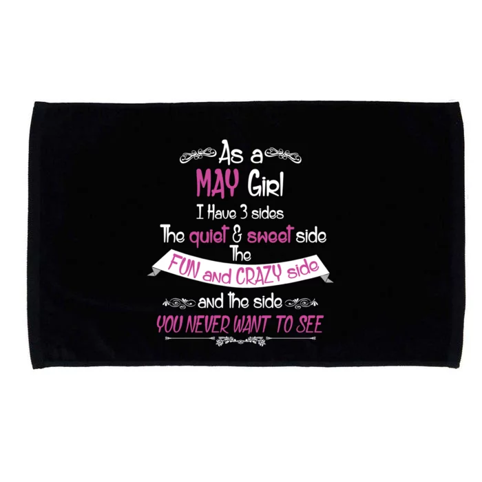 May Girl Sweet But Crazy Funny Birthday Microfiber Hand Towel