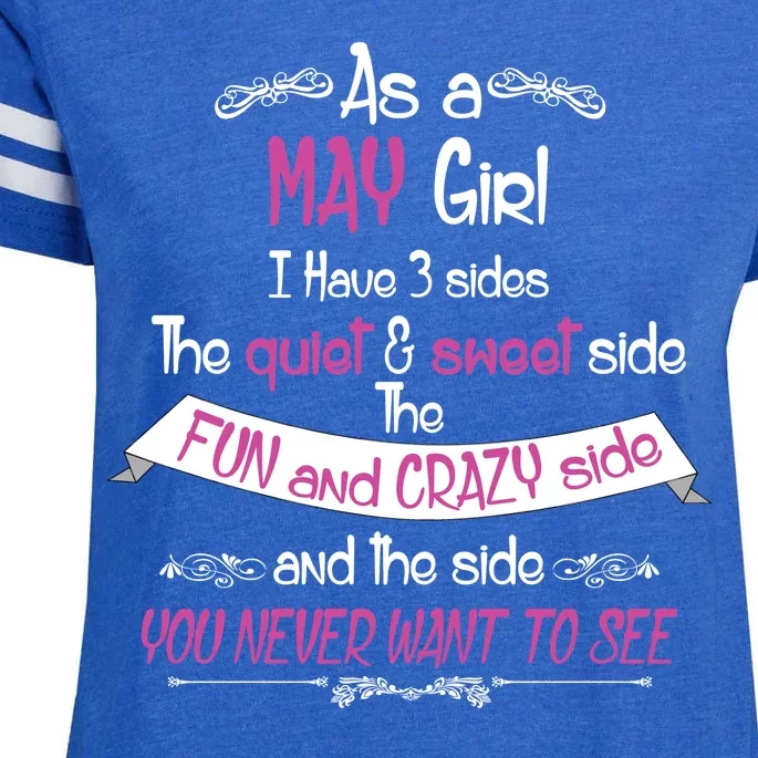 May Girl Sweet But Crazy Funny Birthday Enza Ladies Jersey Football T-Shirt