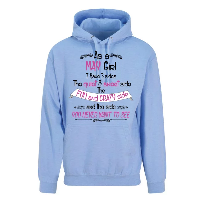 May Girl Sweet But Crazy Funny Birthday Unisex Surf Hoodie