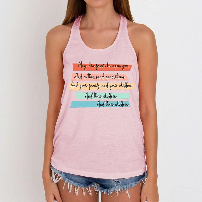 May His Favor Be Upon You Quote Women's Knotted Racerback Tank