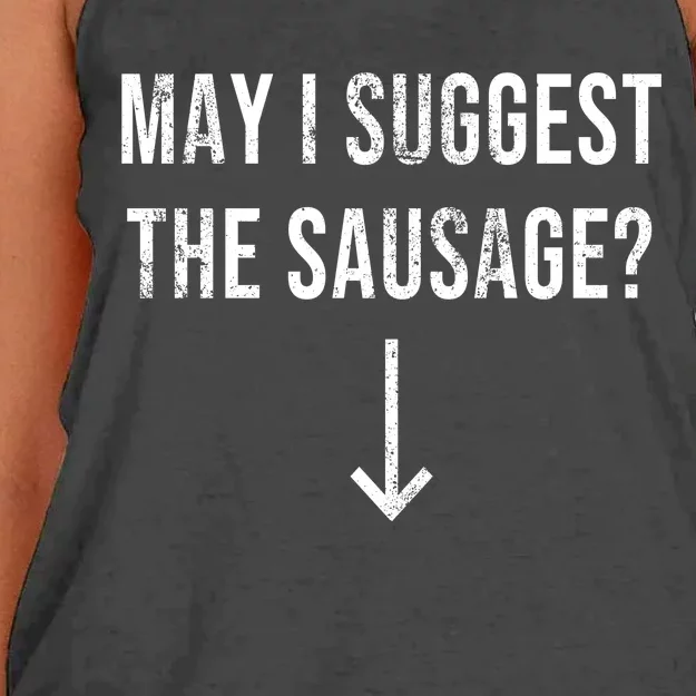 May I Suggest The Sausage Funny Women's Knotted Racerback Tank