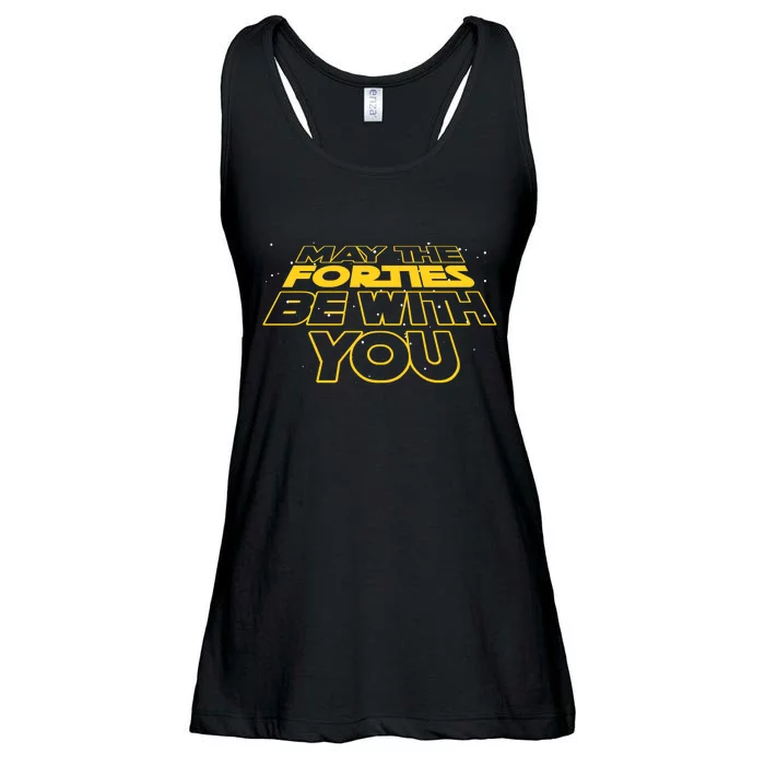 May The Forties Be With You Funny 40th Birthday Ladies Essential Flowy Tank