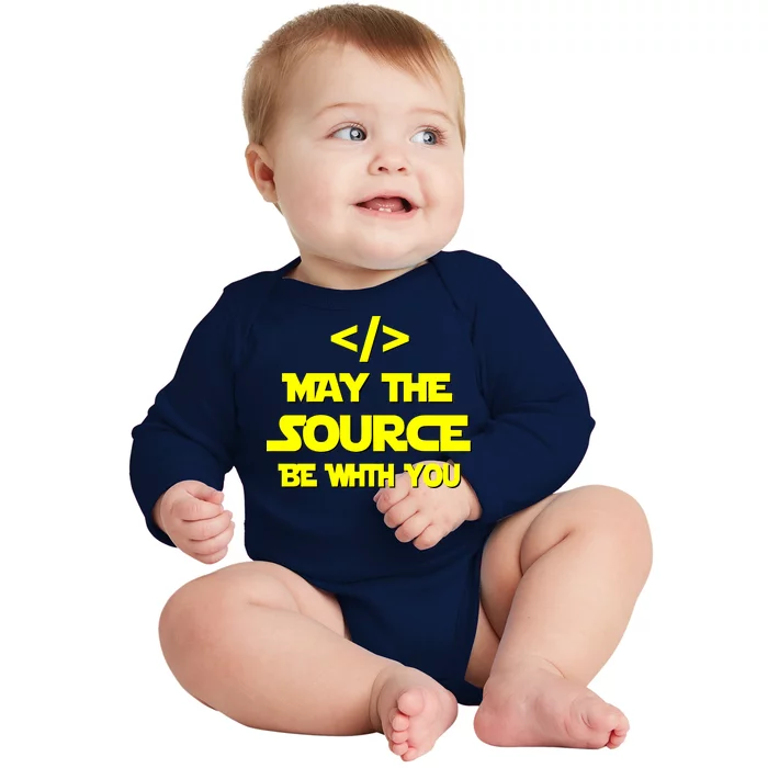 May The Source Be With You Baby Long Sleeve Bodysuit