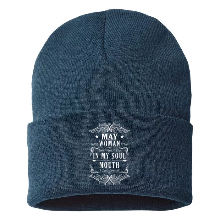 May Woman Funny Birthday Sustainable Knit Beanie