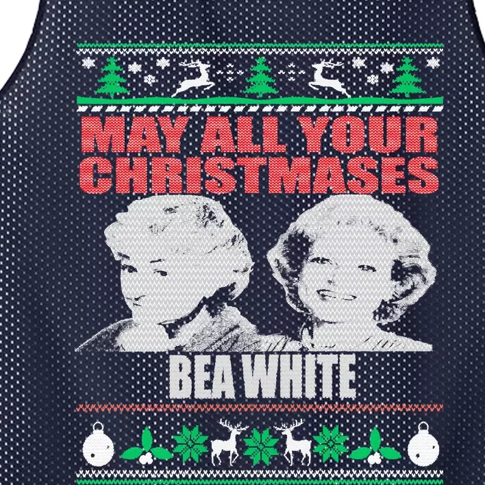 May All Your Christmases Bea White Mesh Reversible Basketball Jersey Tank