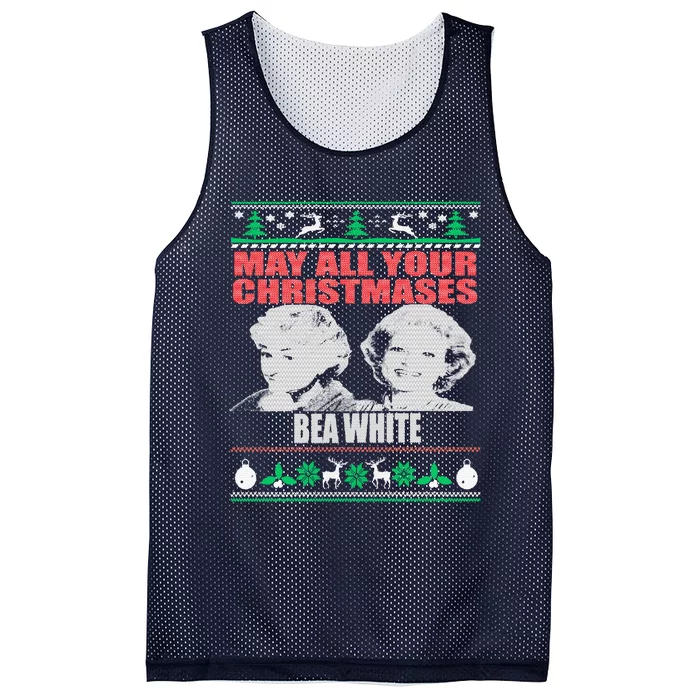 May All Your Christmases Bea White Mesh Reversible Basketball Jersey Tank