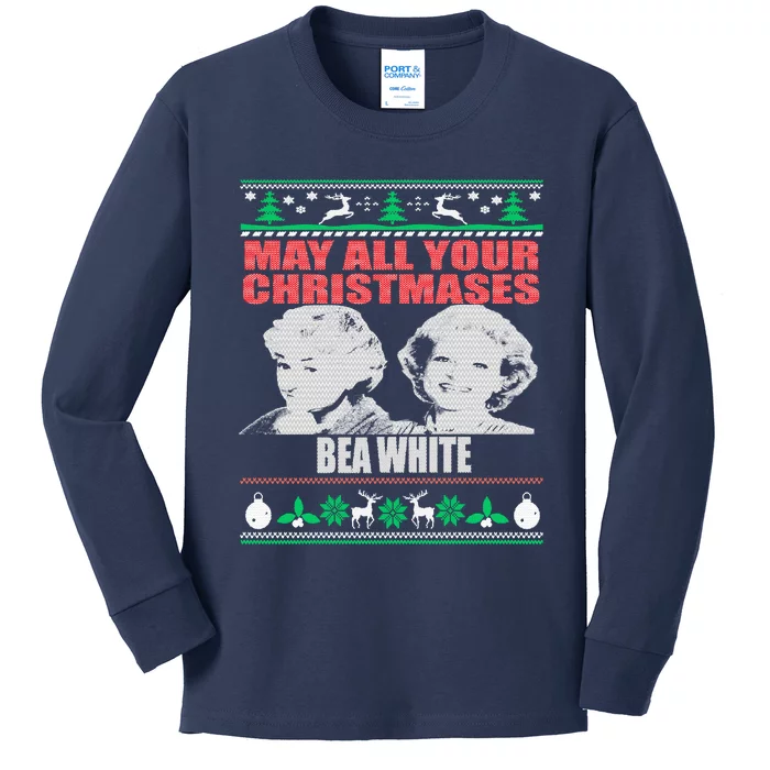 May All Your Christmases Bea White Kids Long Sleeve Shirt