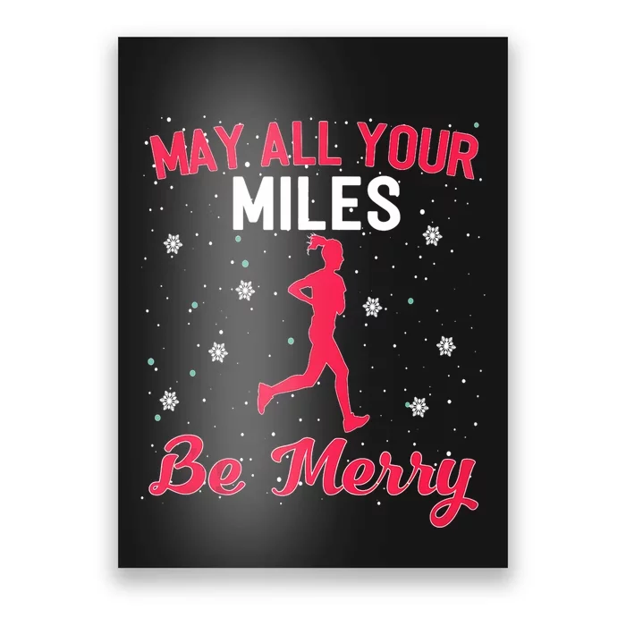 May All Your Miles Be Merry Christmas Running Graphic Tank Top Poster