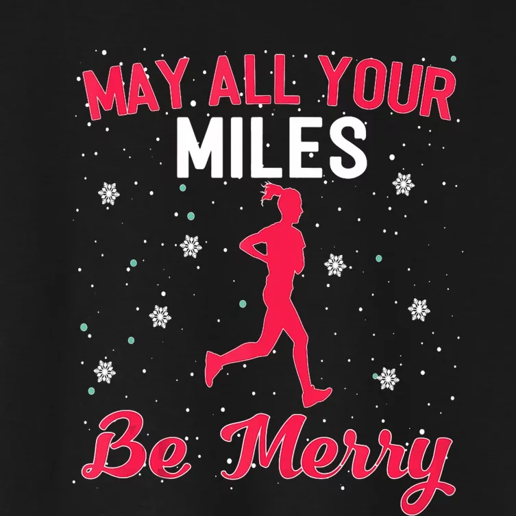 May All Your Miles Be Merry Christmas Running Graphic Tank Top Women's Crop Top Tee