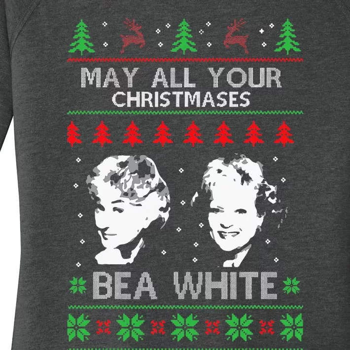 May All Your Christmases Bea White Funny Holiday Festive Women's Perfect Tri Tunic Long Sleeve Shirt