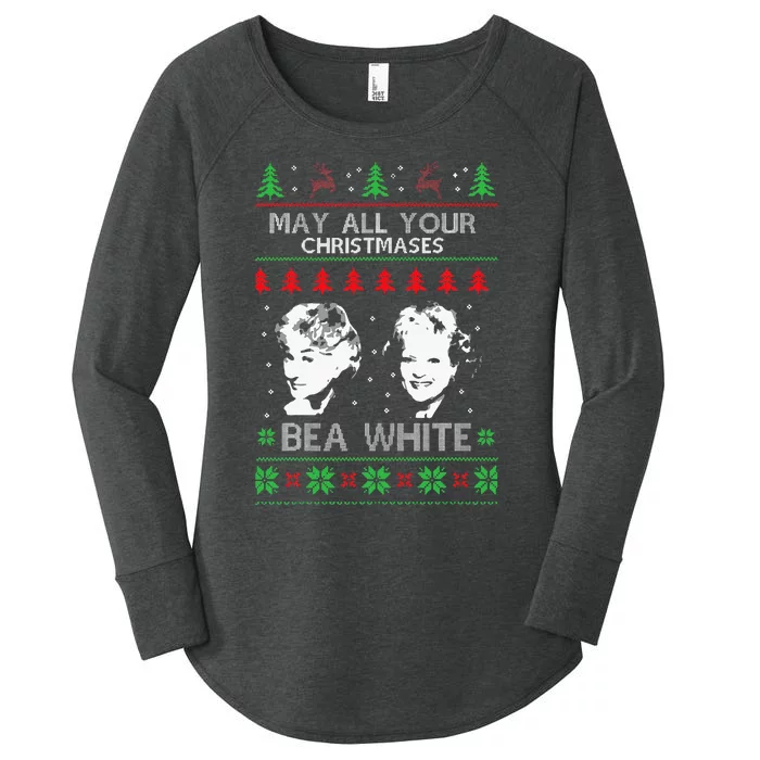 May All Your Christmases Bea White Funny Holiday Festive Women's Perfect Tri Tunic Long Sleeve Shirt